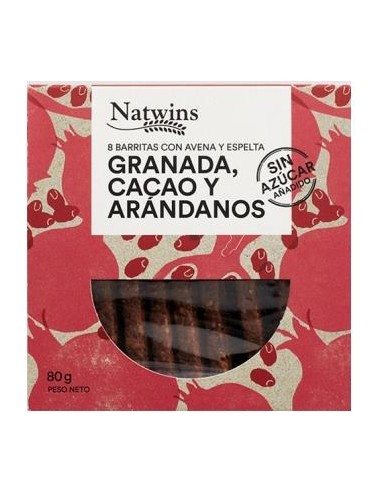 Barritas de Granada Cacao y Arándanos 80gr.